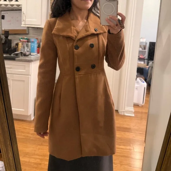Zara Tan Double-Breasted Pea Coat - Picture 12 of 16